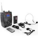 Pyle PWMA83UFM PA System Mic &amp; Player Radio Includes Lavalier Headset Mics