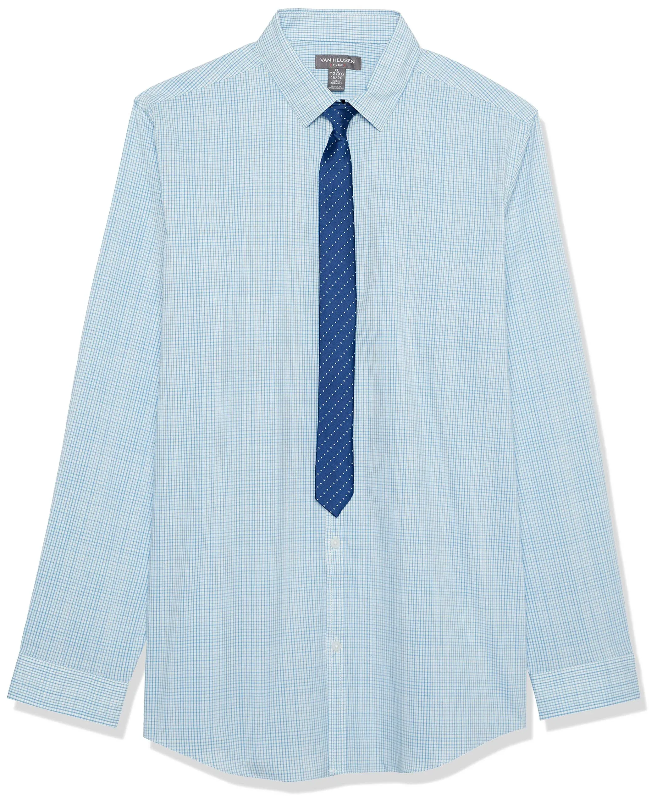 Van Heusen Boys' Long Sleeve Collared Button-Down Dress Shirt and Tie Set