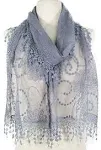 Women's lightweight Feminine lace teardrop fringe Lace Scarf Vintage Scarf Mesh Crochet Tassel Cotton Scarf for Women