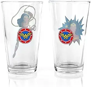 DC Wonder Woman 16oz Pint Glass Set of 2 DC04107