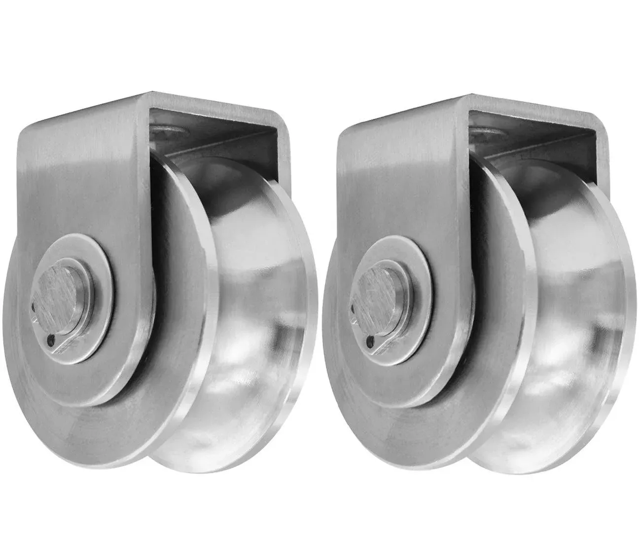 2Pack Pulley Block U Single Wheel Pulley Block Duplex Bearing 304 Stainless S...