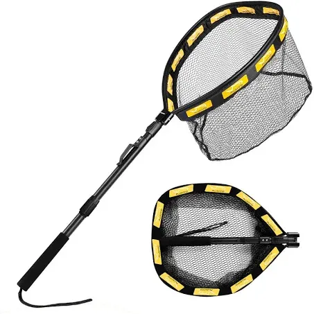 PLUSINNO Floating Fishing Net for Steelhead, Salmon, Fly, Kayak, Bass, Trout Fishing, Catfish, Rubber Coated Landing Net for Easy Catch & Release for Easy Transportation & Storage