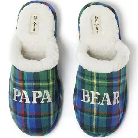 Dearfoams Men's Christmas Gifts for Dad Father Grandpa Matching Family Pajama Papa Bear Slipper