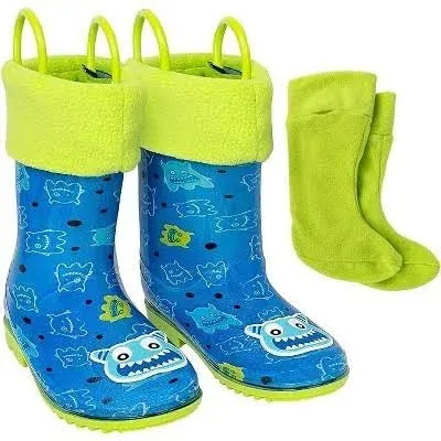 Addie & Tate unisex Rain Boots Kids & Toddlers - Size 8t-12 - Monster, Boy's, Size: 12 Little Kid, Blue