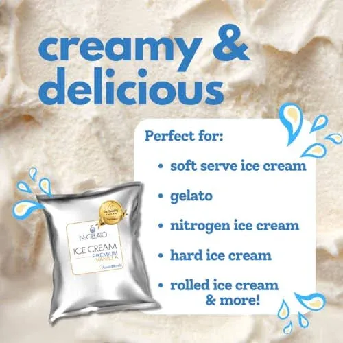 AussieBlends Premium Vanilla Ice Cream Mix for Soft Serve, Rolled Ice Cream, Gelato, Liquid Nitrogen Ice Cream, Hard Ice Cream, and Scooped Ice