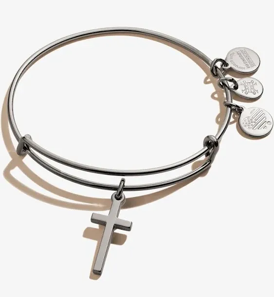 Alex and Ani Cross Charm Bangle - Silver