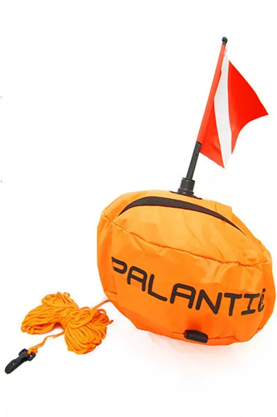 Palantic Scuba Diving Spearfishing Nylon Ball Shape Float with Dive Flag