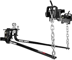 Camco Eaz-Lift Elite 600lb Camper/RV Weight Distribution Hitch - Adjustable Sway Control & Interchangeable Spring Bars - Pre-Installed Hitch Ball & Sway Control Ball - 800lb Max Tongue Weight (48056)