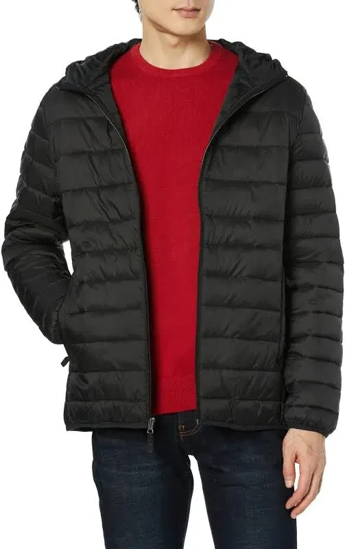 Men&#x27;s Lightweight Water-Resistant Packable Hooded Puffer Jacket