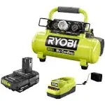 Ryobi ONE+ 18V Cordless 1 gal. Portable Air Compressor and 2.0 Ah Compact Battery and Charger Starter Kit