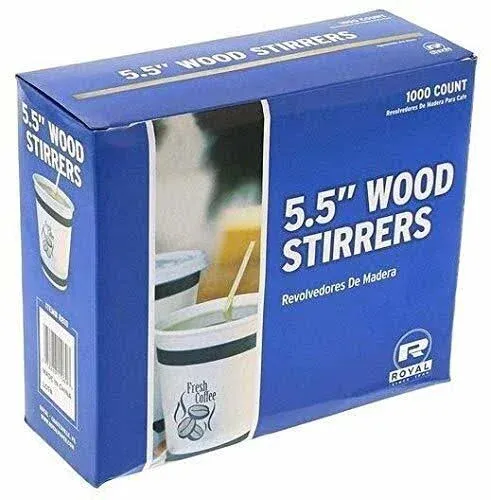 Royal 1000 Count Wood Coffee Beverage Stirrers, 5.5"