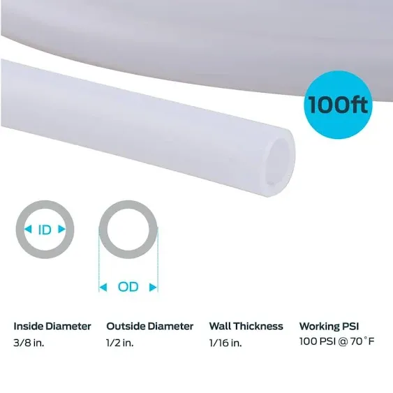 EZ-FLO 3/8-in ID x 100-ft Polyethylene White Polyethylene Tubing