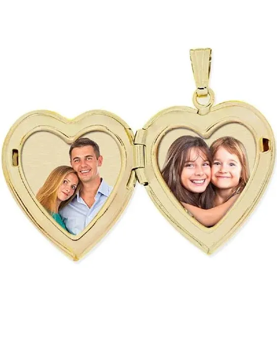 PicturesOnGold.com 14K Gold Filled Floral Heart Photo Locket with Diamond - 3/4 inch x 3/4 inch - Includes 18 inch Chain