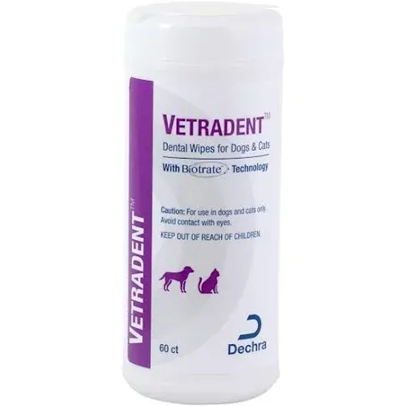 Vetradent Dental Wipes for Dogs &amp; Cats - 60 Wipes