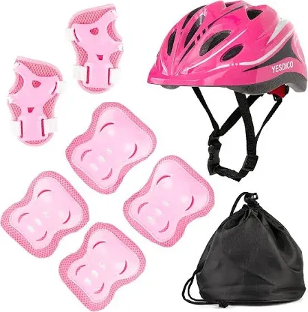 Kids Bicycle Helmet With 6pcs Knee Pads, Elbow Pads Wrist Guards