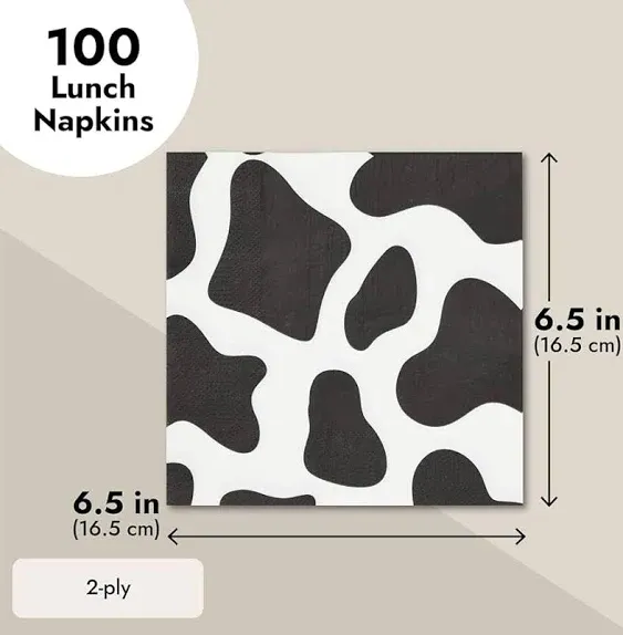 Fainne 100 Pack Pink Cow Print Napkins 2 Layers Farm Animal Party Napkins 13 x 13 Inch Disposable Cow Napkins Cocktail Cow Print Tissue Paper for Animal Themed Birthday Party Supplies Decorations