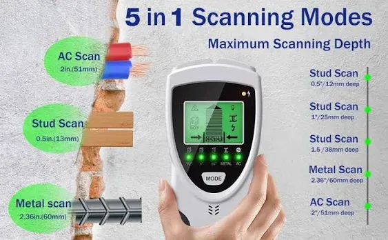 Stud Finder Wall Scanner - 5 in 1 Stud Finder Tool with Intelligent Microprocessor Chip and HD LCD Display, Stud Detector Beam Finders for the Center