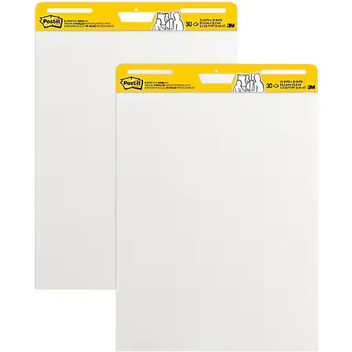 Post-it Super Sticky Easel Pad, 25 in x 30 in, White, 30 Sheets/Pad, 2 Pad/Pack, Large White Premium Self Stick Flip Chart Paper, Super Sticking Power (559)