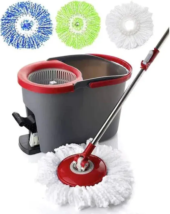 Spin Mop and Bucket System with 3 Mop Head Refills Included