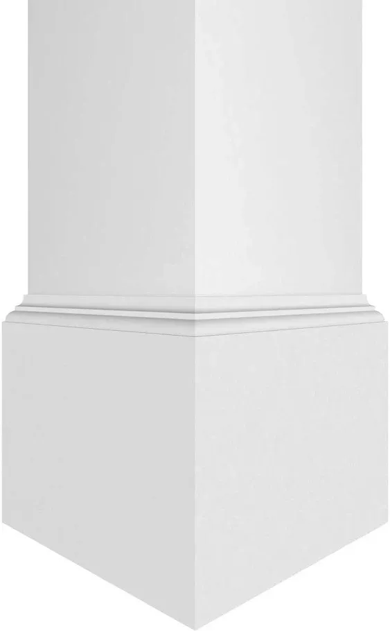 Ekena Millwork 6"W x 5'H Premium Square Non-Tapered Smooth PVC Endura-Craft Column Wrap Kit, Mission Capital & Base