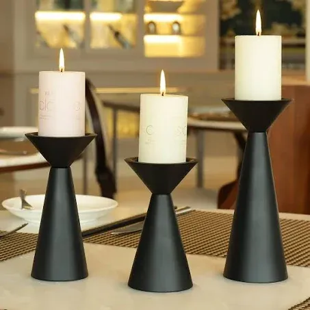 Bamaia Black Candle Holders Set of 3