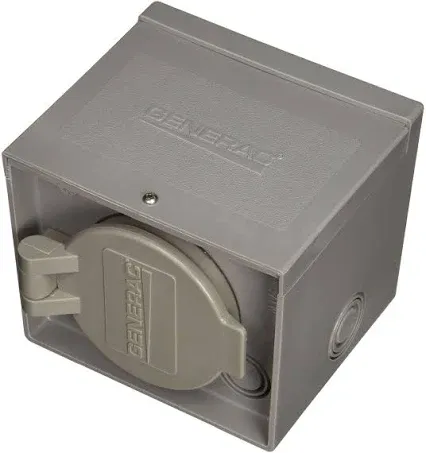 Generac 6340 30-Amp 125/250-Volt Raintight Power Inlet Box with Spring-Loaded Flip Lid