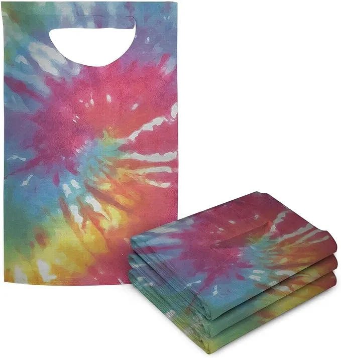 Disposable Adult Bibs Tie Back  Perfect for Seniors Painting  Eating  Tie Dye 100 Pack 100PK