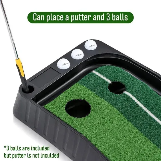 Indoor Golf Putting Practice Mat Auto Ball Return Function Life-Like Portable