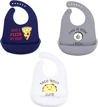 Hudson Baby Unisex Baby Silicone Bibs, Pizza, One Size