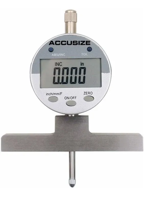 Accusize Industrial Tools - 0-22 inch Electronic Digital Depth Gauge, Inch/Metric/Fractional, 2 Extra Points for Small Hole Applications, P103-0188