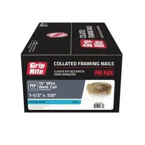 Grip-Rite 7/8 in. L X 11 Ga. Angled Strip Electro Galvanized Roofing Nails 15 deg 7200 pk