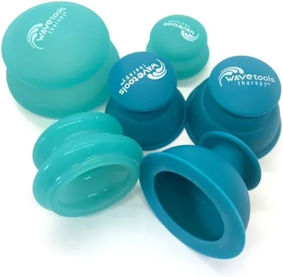 The Ultimate 6 pack mixed cupping therapy set: 2 styles of silicone sport cups with case. Ideal for athletic recovery, trigger points, fascial release, muscle aches and scar tissue