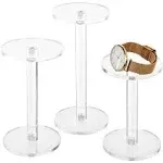 MyGift Acrylic Display Riser, Set of 3 Clear Round Acrylic Jewelry/Watch Display Pedestal Riser Stands