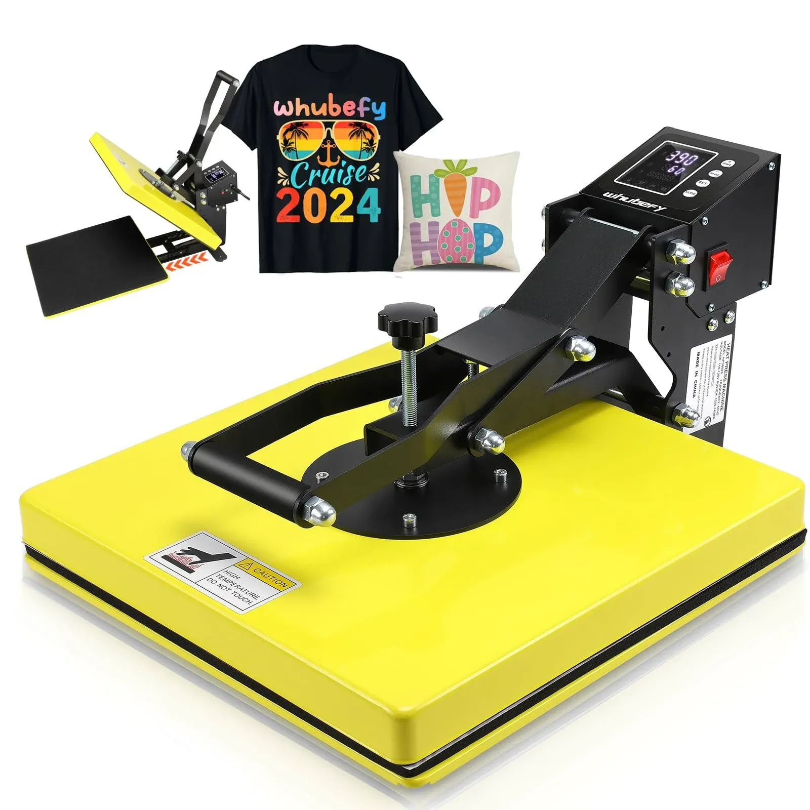 Whubefy Heat Press 15x15 Slide Out, 3 Pre-Set Modes Easy Press, Clamshell Heat Press Machine for T Shirts/Pillows/Bag/Mouse Pads Sublimation