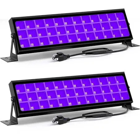 Black Lights Bar HWay 100W LED Blacklight 2 Pack IP66 Waterproof Black Flood Light with Plug for Blacklight Party, Stage Lighting, Fluorescent Poster and Neon Glow in The Dark Night …