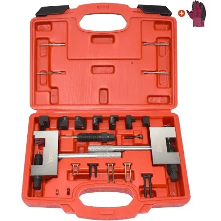 Engine Timing Chain Removal Installer Tool Kit, Camshaft Riveting Tool, Compatible with Mercedes Benz M271 M272 M273 M274 M276, with Carrying Case & Gloves