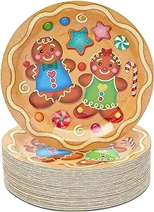 Juvale 80 Pack Christmas Paper Plates Holiday Party Supplies, Gingerbread Cookie (9 Inches)