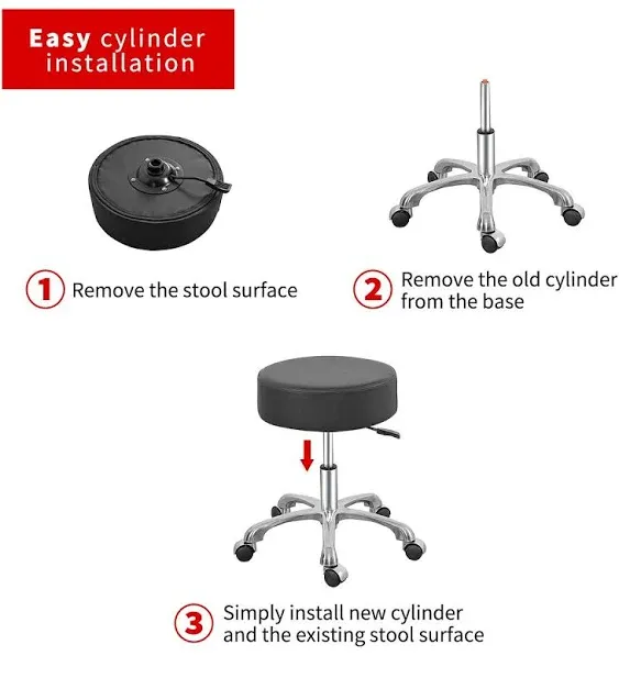 High Piston Adjustable (Extended Height:18.5''/28.74'') Hydraulic Gas Lift Cylinder,Universal Size Replacement for Most Stool Chairs,Smooth and Noiseless(Black)