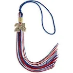 Endea Graduation Mixed Triple Color Tassel with Gold Bling Charm (Royal Blue/Red/White, 2024)