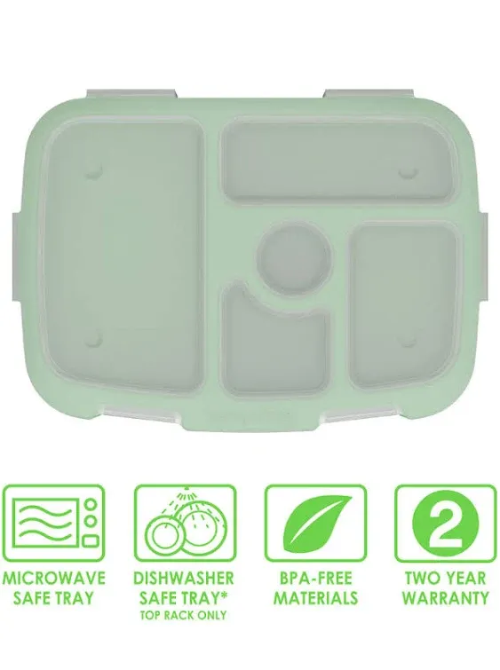 Bentgo® Kids Tray with Transparent Cover - Reusable, BPA-Free, 5-Compartment Meal Prep Container with Built-In Portion Control for Healthy, At-Home Meals & On-the-Go Lunches (Seafoam)