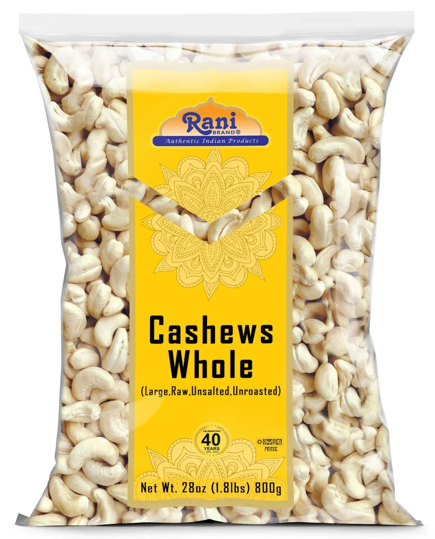 Rani Raw Cashews Whole (uncooked, unsalted) 7oz (200g)