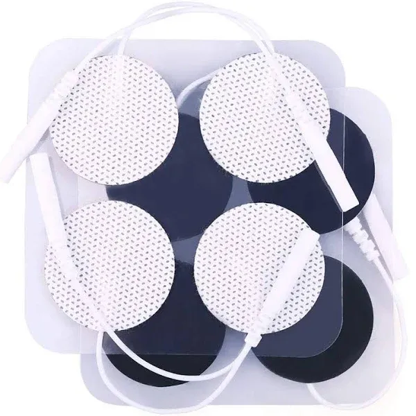 Lotfancy Tens Unit Pads, 40pcs Round Electrodes Pads, 1.25" Reusable Carbon Electrotherapy Pads for EMS Muscle Stimulator, with 2.0 mm Pigtail Connectors