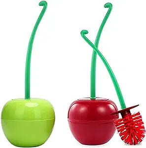 2 Pack Cute Cherry Toilet Brush Standing Toilet Bowl Brush Long Handle Cherry Bathroom Toilet Brush Scrubber Novelty Toilet Brush for Home Bathroom