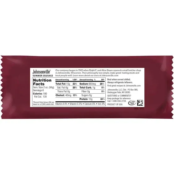 Johnsonville Summer Sausage, Original - 12 oz