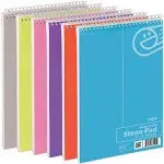 Enday Steno Pads Spiral 6 Pack, 6 x 9, 80 Sheets White Paper, Gregg Rule, Steno Notebook for writing, Assorted Colors, Pink, Purple, Green, Blue, Red, Grey