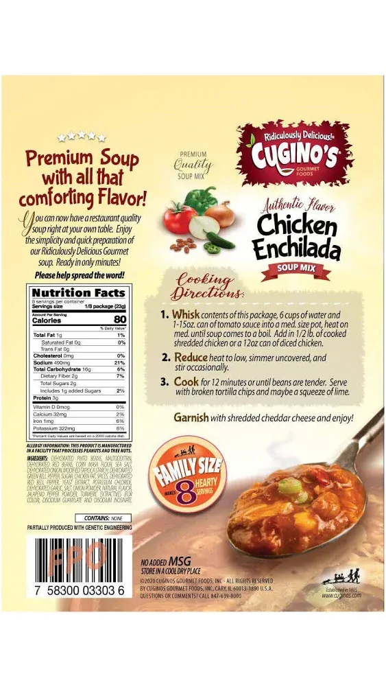 Cuginos Soup Mix, Chicken Enchilada, Mild - 7.1 oz