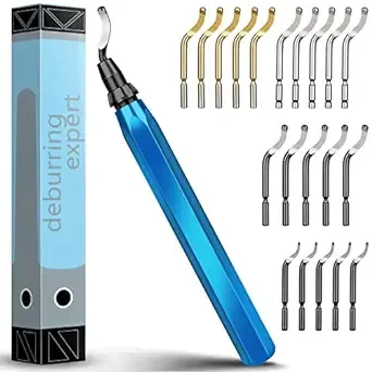 Deburring Tool Manual Deburring with 21 Replacement Blades for 3D Printers, Plastic, Aluminum and Stainless Steel Resin, PVC Edges (21 Mixed Blades)