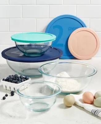 Pyrex Mixing Bowl Set with Assorted Pastel Lids