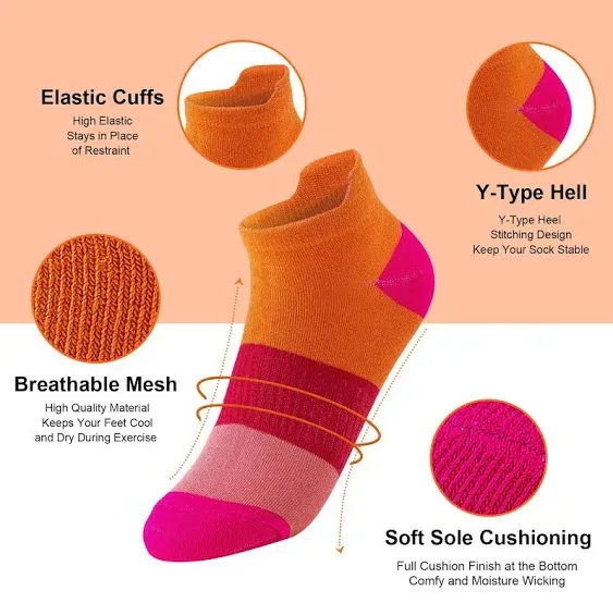 20 Pairs Women Low Cut Ankle Socks Athletic Socks No Show Colorful Socks for Running Workout Sports