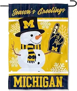 Michigan Team University Wolverines Holiday Winter Snow Garden Flag and Yard